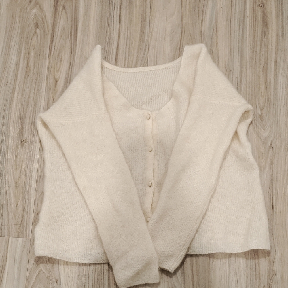 Sezane White Barry Cardigan